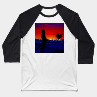 Mermaid swimming in the ocean, warm sunset Baseball T-Shirt